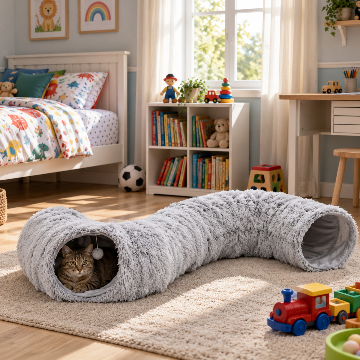Nuvia Katzentunnel in Grau von der Seite