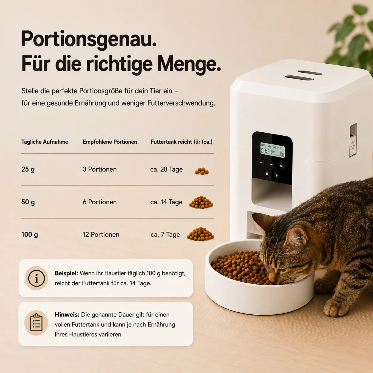 Cura N Portionskontrolle Einstellung