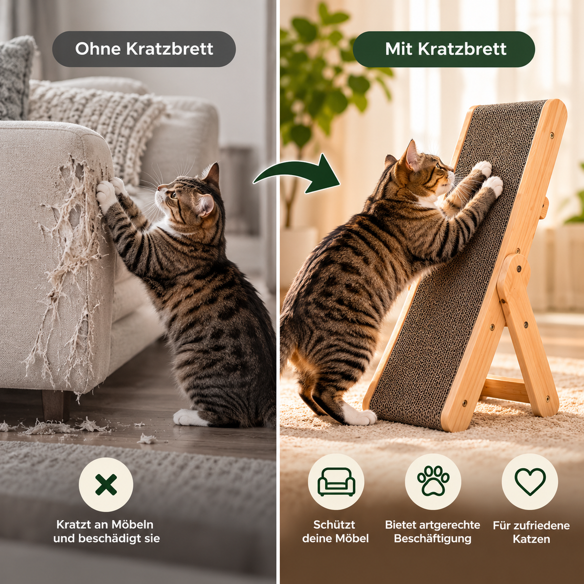 Vergleich ohne und mit Nesta Kratzbrett