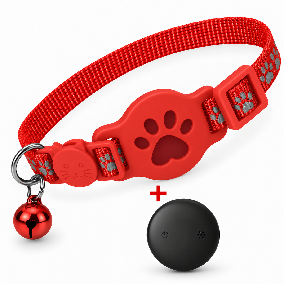 Neko Katzenhalsband in Rot mit Tracker und Glöckchen