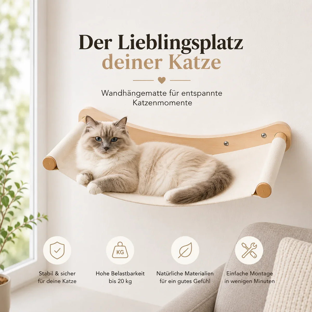 SkyLoft Katze liegt auf der Hängematte